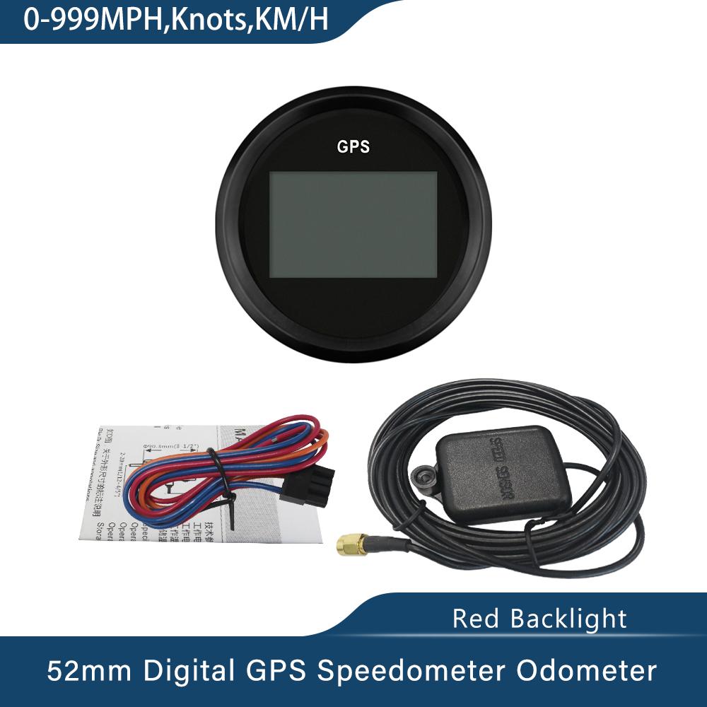 ELING New 52mm 2" Digital GPS Speedometer Odometer Kit for Car Boat Motorcycle Auto Replacement Round Gauge 12V 24V