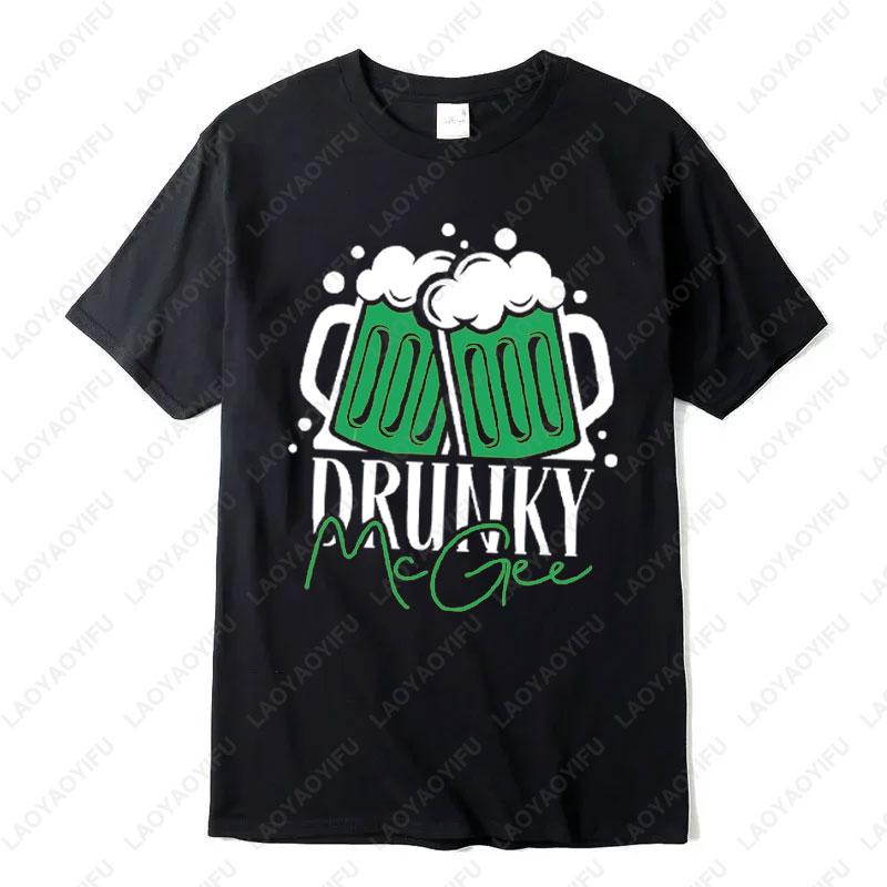 Trendy Couples St Patricks Tshirt Funny Matching Beer Design Printing Tees Mens Womans High Quality Cotton Shortsleeve Tshirt