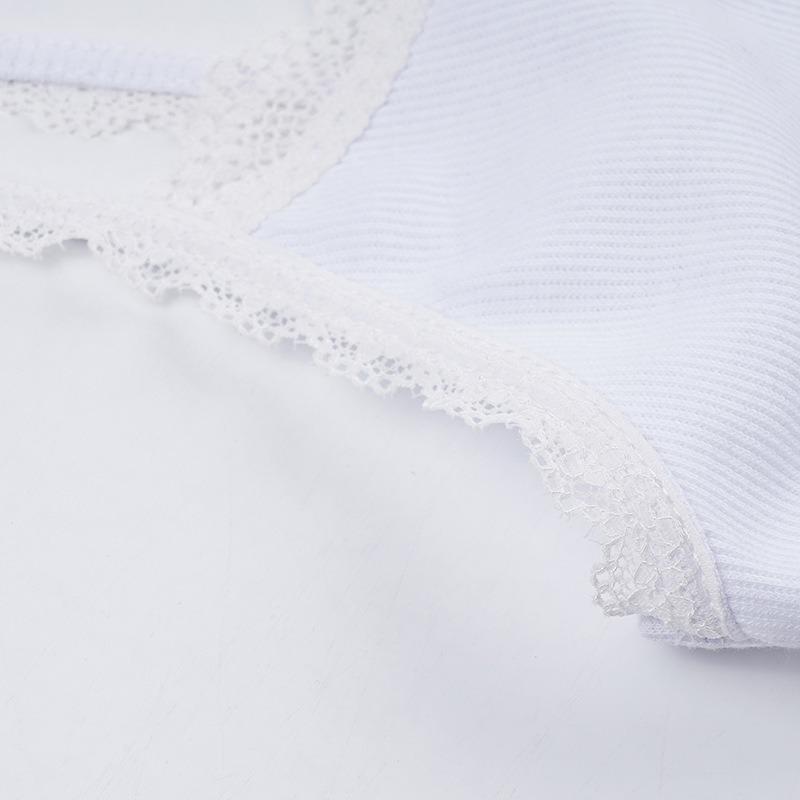 Damen Frühling und Sommer Einfarbig Quadratischer Ausschnitt Knopf Strick Sanfter Wind Spitze Spleißen Kleine Camisole Weste