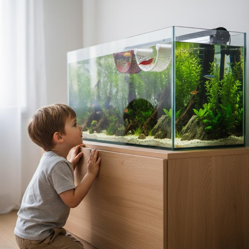 Betta Fish Floating Hammock with Feeding Ring Dual Purpose Resting Spot Basket for Aquarium Decoration and Secure Meal Time