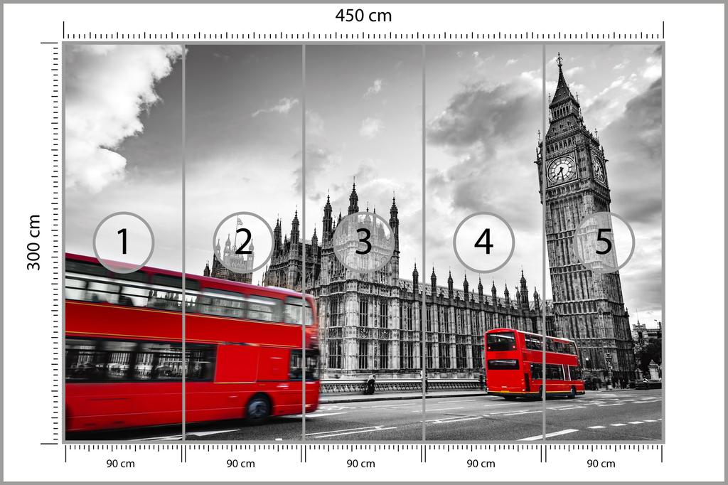 Photomural London Black And White  Smooth Vinyl 450x300