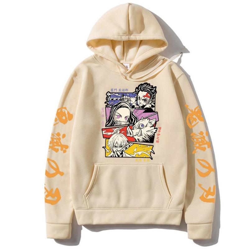 Japanese Anime Tanjiro Kamado Mitsuboshi Yoshinobu Patterned Hoodie Men Womnen Design Pullover Men Fleece Hoodies