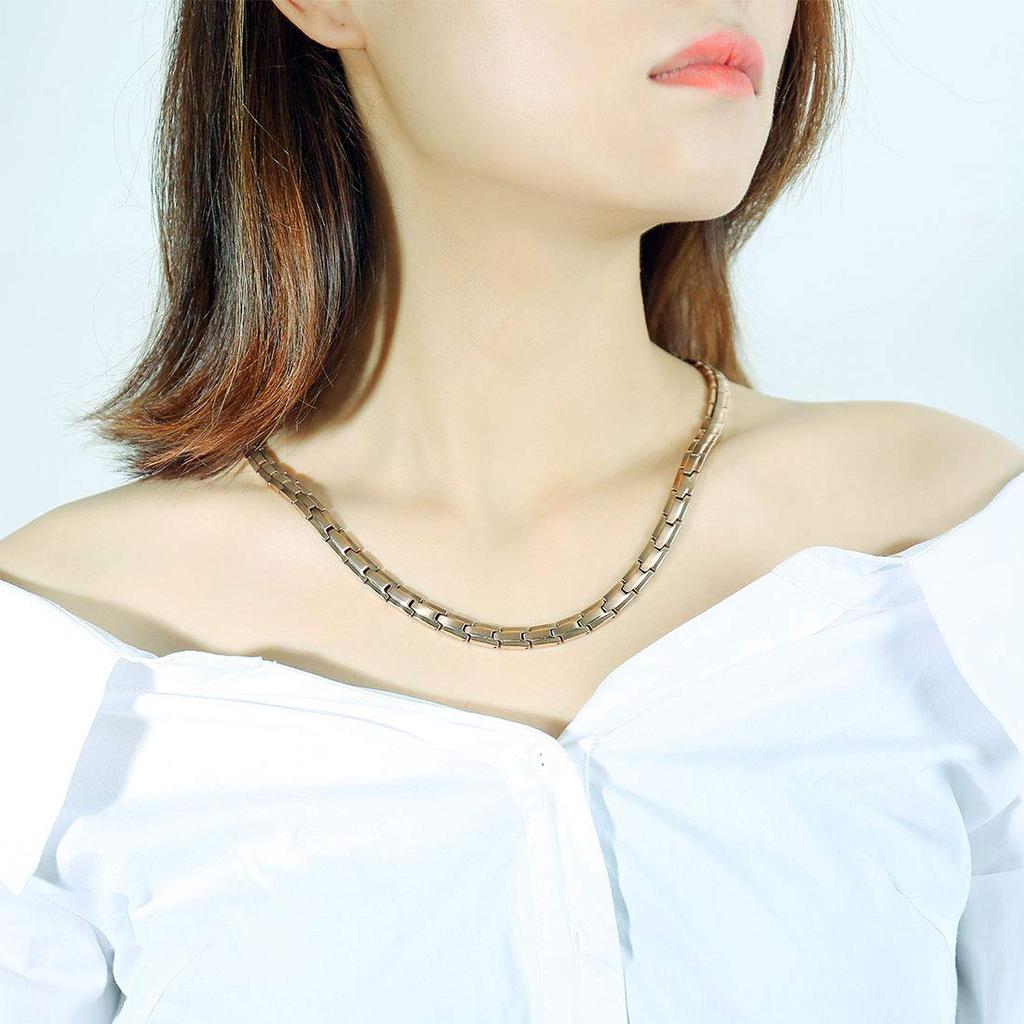 Brand Popular Magnetic Necklace for Men and Women Popular Strong Stylish Gold 18K Mattite Germanium Necklace Stainless Steel Hypoallergenic Metal