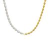 French-Style Retro Necklace: Oval Bead & Choker Spliced, 18k Gold Titanium Steel with Freshwater Pearls for Women
