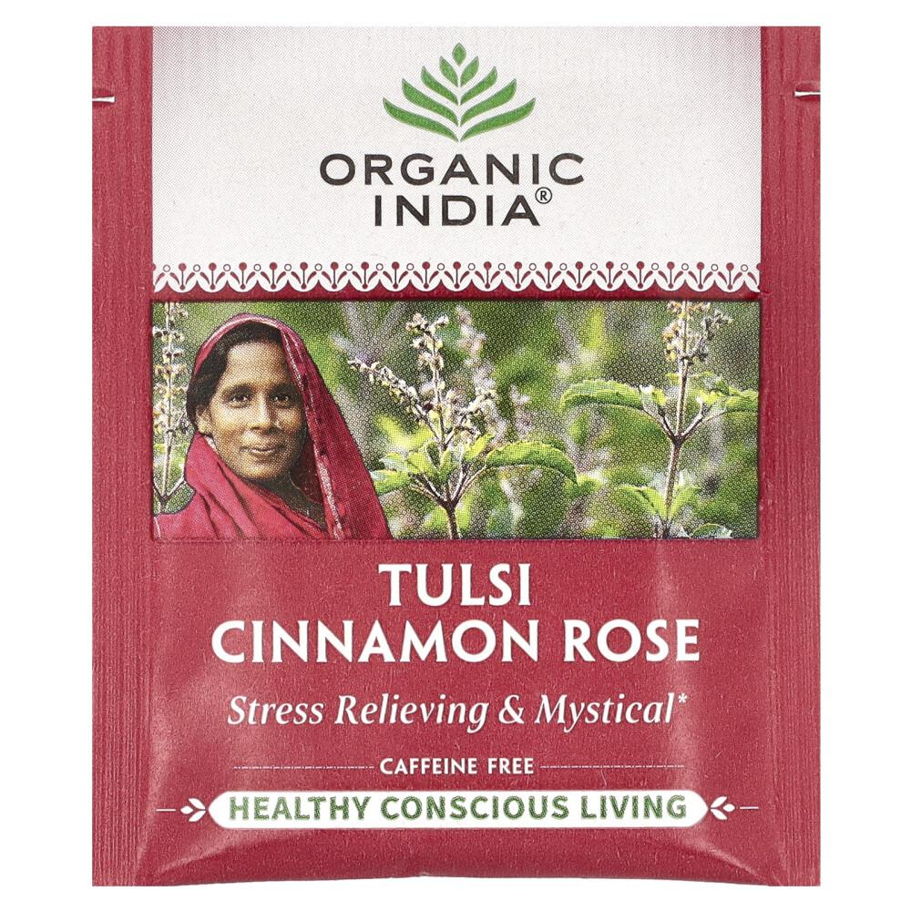 Organic India Tulsi Cinnamon Rose Caffeine-Free Tea, 18 Tea Bags, 32.4g (1.14oz)