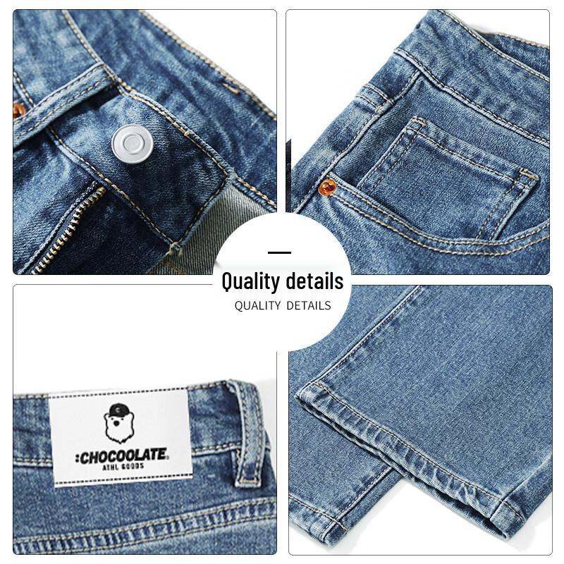 CHOCOOLATEit Men's Loose Fit Washed Straight-Leg Denim Jeans