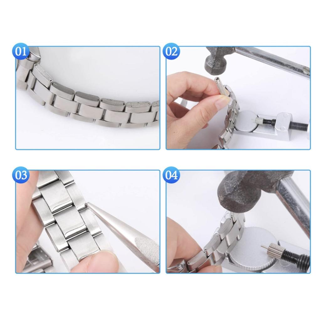 6pcs Set Watch Link Removal Tool Kit with 3 Extra Pins Replacement Watch Resizing Kit for Watch