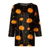 Women's Halloween and Pumpkin Print Short Sleeve Round Neck T-Shirt Casual Pullover Top