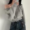 Kvinners Sexy Off-Shoulder Langermet Casual Genser