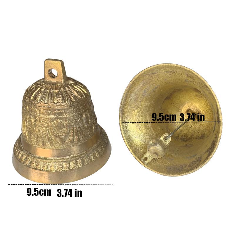 100% Brass Handicraft Large Engraved Bell Produces Loud and Clear Sound School Meditation Church Bronze Creative Gift Pet Bell