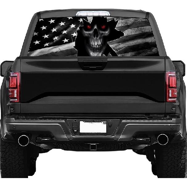 Wolf American Flag Decal For Truck & Car (65X20In) Skull 2