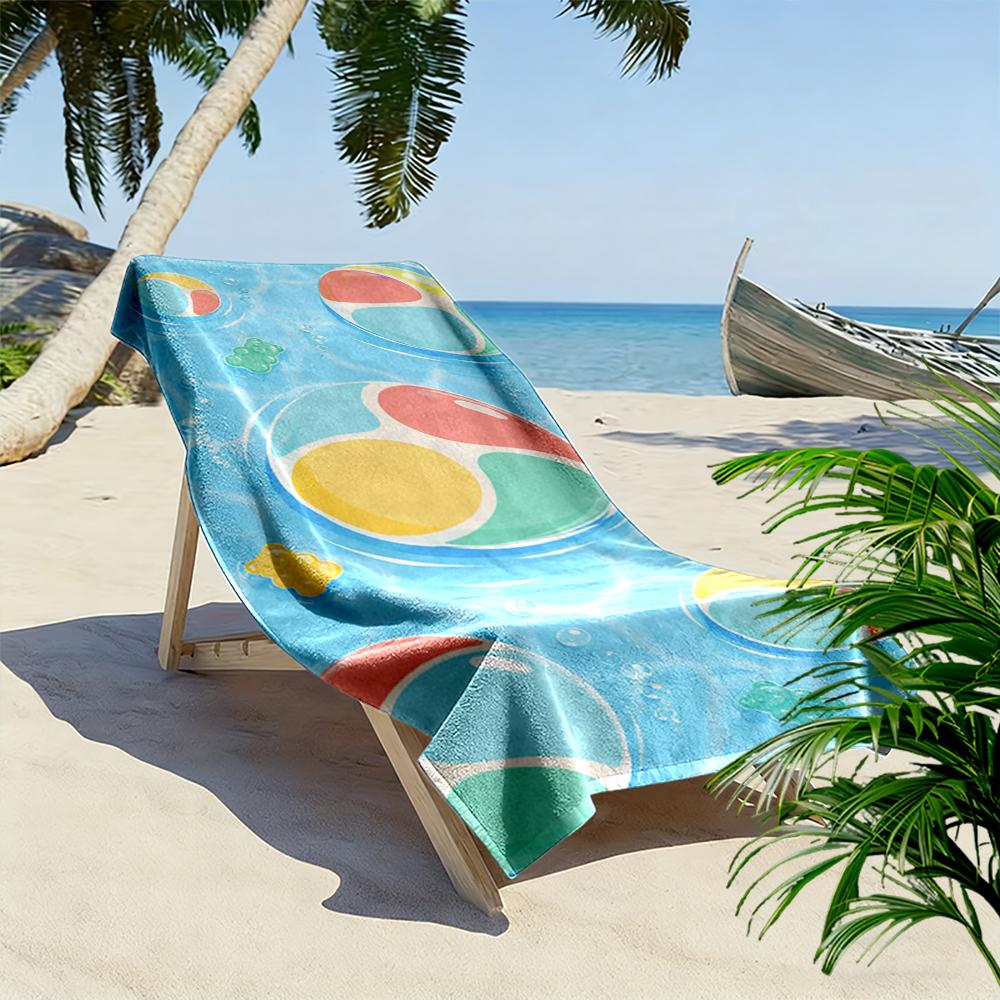 Colorful Beach Balls and Gummies Pattern Beach towel quick-drying for travel outdoor sports jogging beach and swimming