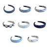 Classic Blue Tartan Sponge Headband For Women Girls Bow Hair Clip Gentle Pressure Free Design School Party Accessory