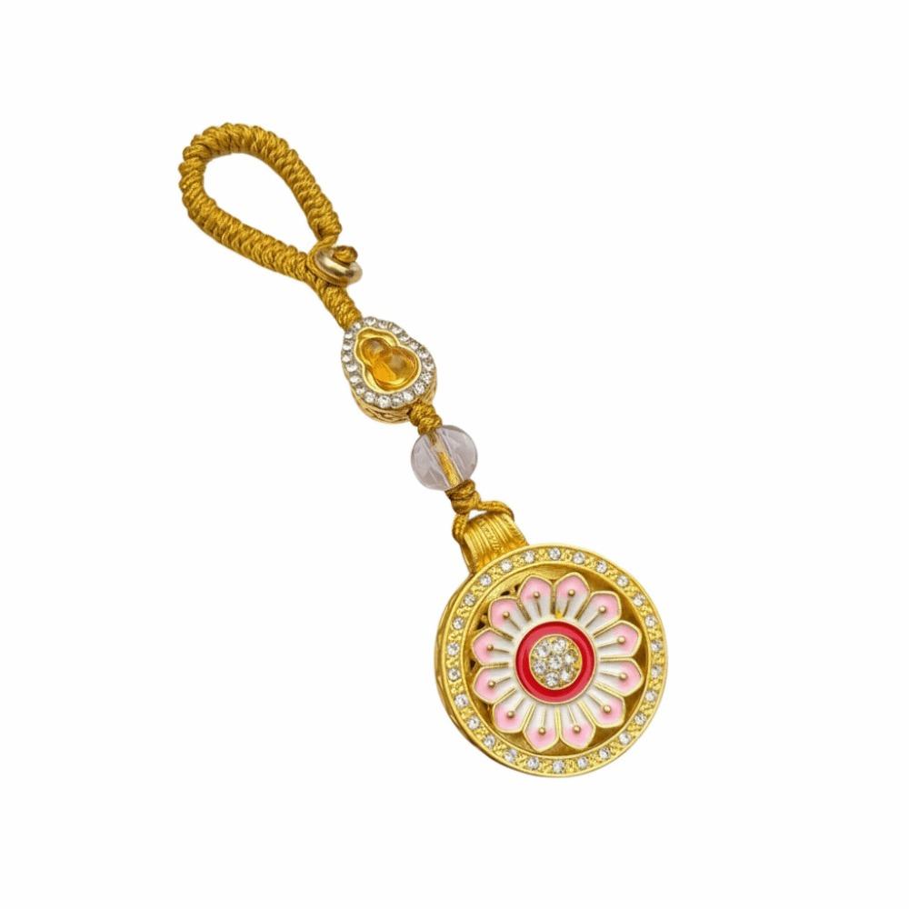 Metal Sunflower Keychain Rotatable Zodiac Key Ring Backpack Pendant New Year Pendant  Car Keychain Style D