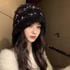 Colored jelly bean plush bucket hat winter warm face thickened knitted wool hat ear protection hat