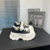 Star with the Same Thick-soled White Shoes, Women's 2025 New Autumn Leather Shoes, Versatile Casual Black and White Heightening Board Shoes