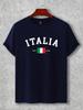 Herren Sommer 100% Polyester Freizeit Mode Italienische Flagge Bedrucktes Lockeres Sport Kurzarm T-Shirt