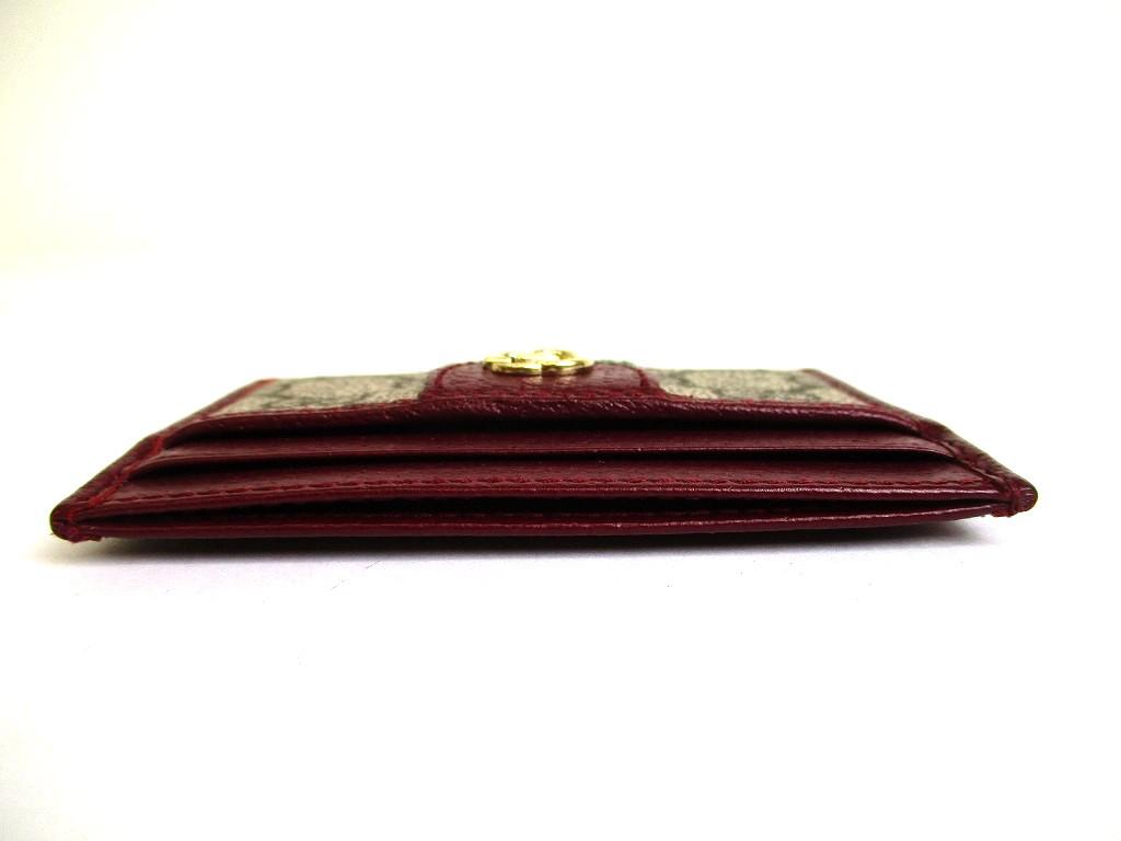 Authentic GUCCI Ophidia Bordeaux Leather Business Card Case #b153  Open box