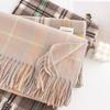 Elegant Plaid Scarf Women's Winter New Fashion Commuter Neck Protection Cold Imitation Cashmere Scarf Warm Shawl