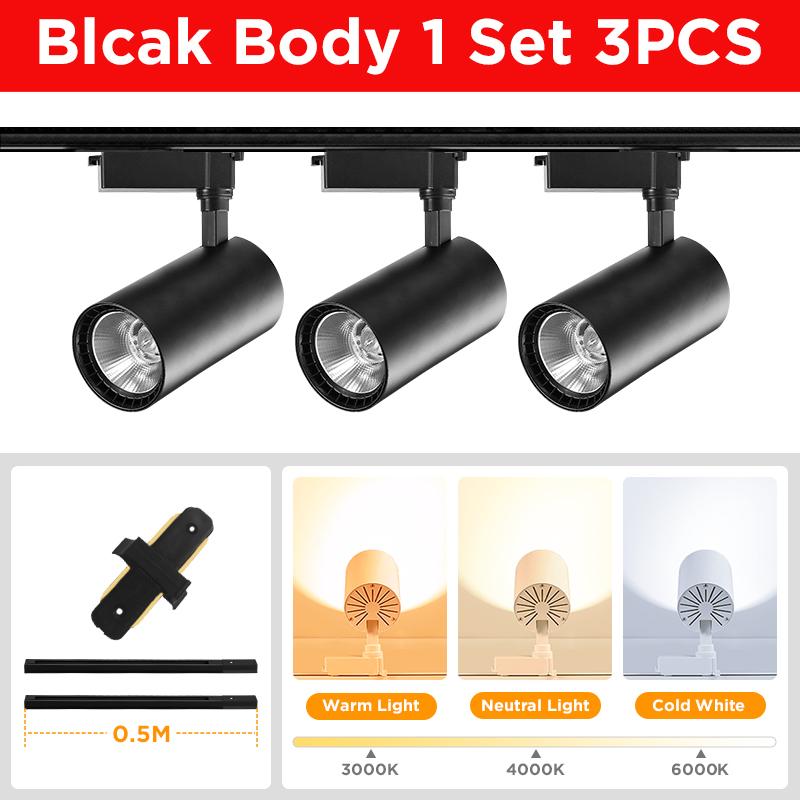 Whole-Set Led Track Light Spotlights 220V COB Track Lamp 12W 20W 30W 40W Spot Led Rail Lighting For Shop Living Room Lamp