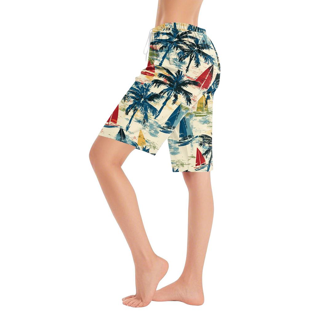 Women's Casual Fashionable Comfortable Pajama Pants Printed Drawstring Shorts