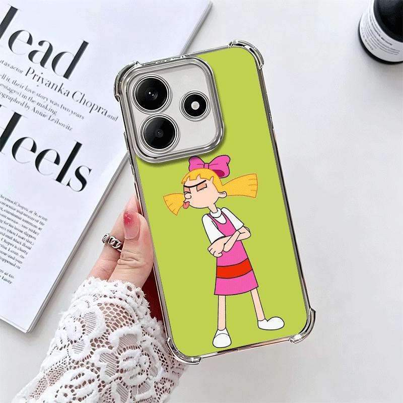 Cartoon Hey Arnold Helga Plating Phone Case For Xiaomi Redmi Note 14 15 Pro Plus 13 12 11 11S 11T 10 9S 9 5G Anti-Fall Airabag C