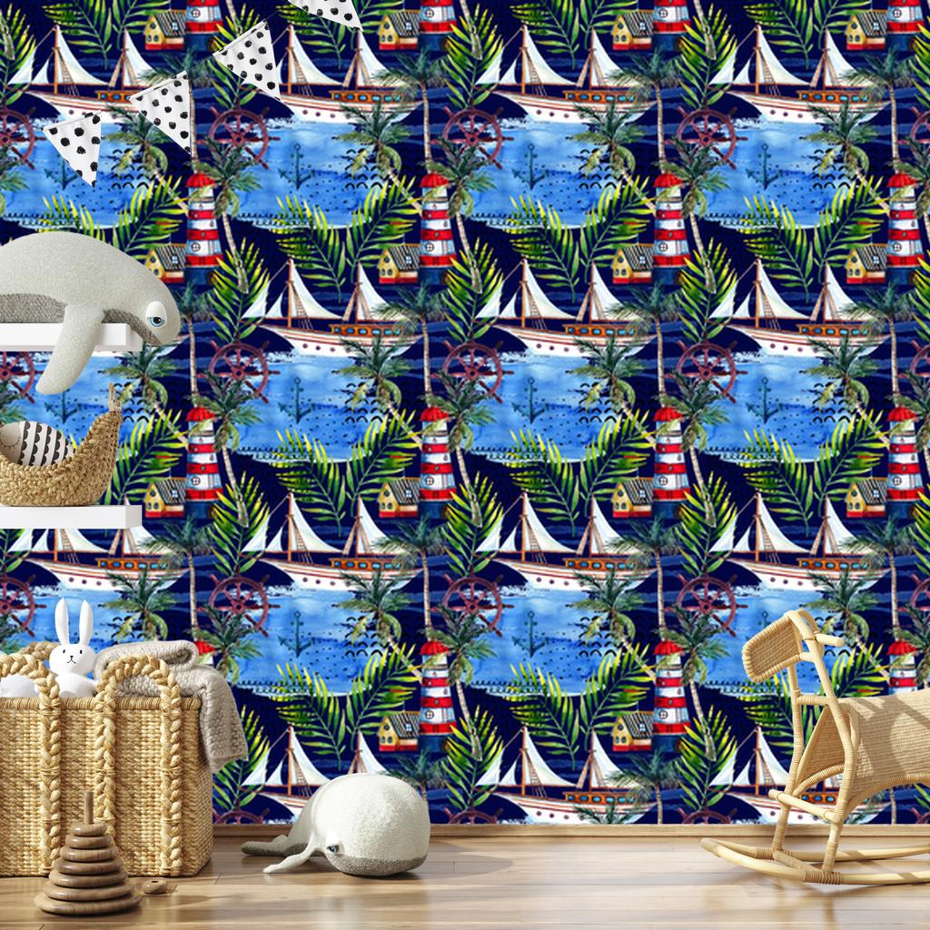 Watercolor Sailboat Wallpaper for Living Room and Bedroom 50x1000