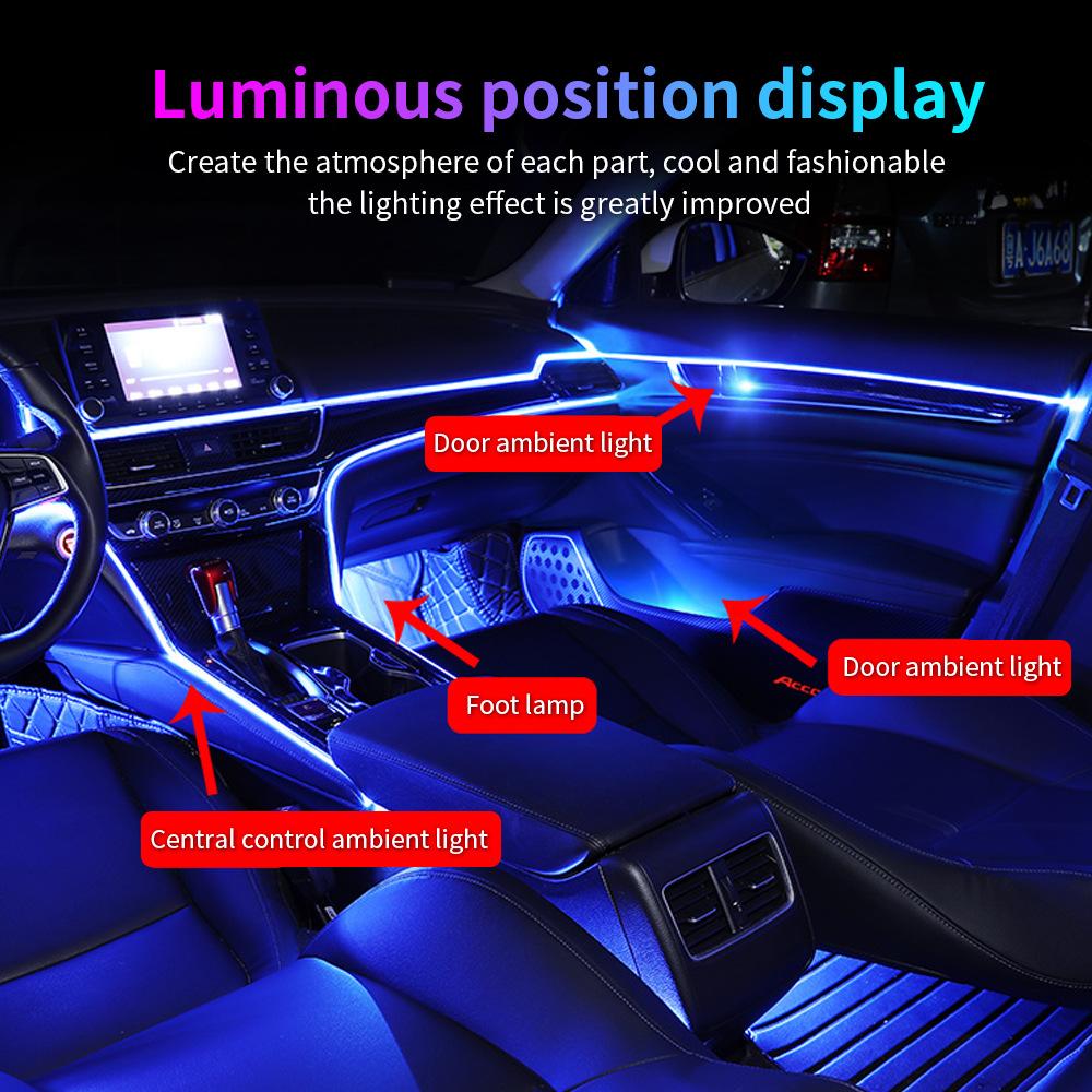 10/14/18 in 1 Led Car Ambient Lights 210 64 Color RGB Symphony Streamer Bluetooth Rainbow Acrylic Strips Atmosphere Lamp Kit 12V