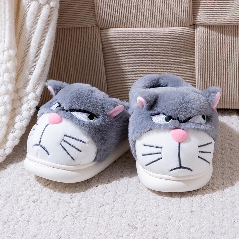 Fluffy Slippers Women House Cute Cartoon Casual Winter Designer Shoes Girls Home Flats Elegant Plush Fashion Footwear Large Size