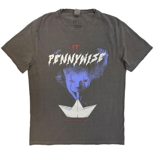 It Unisex Adult Pennywise Paper Boat Stonewashed T-Shirt
