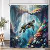 Meerestiere Duschvorhang 3D Delfin Schildkröte Oktopus Qualle Unterwasserwelt Badezimmer Dekoration Kinder Polyester Badewannenvorhang
