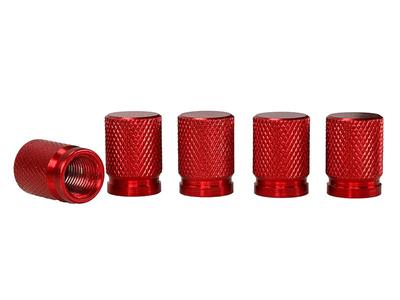 Ventilkappen, Aluminium, 5 Stück, rot