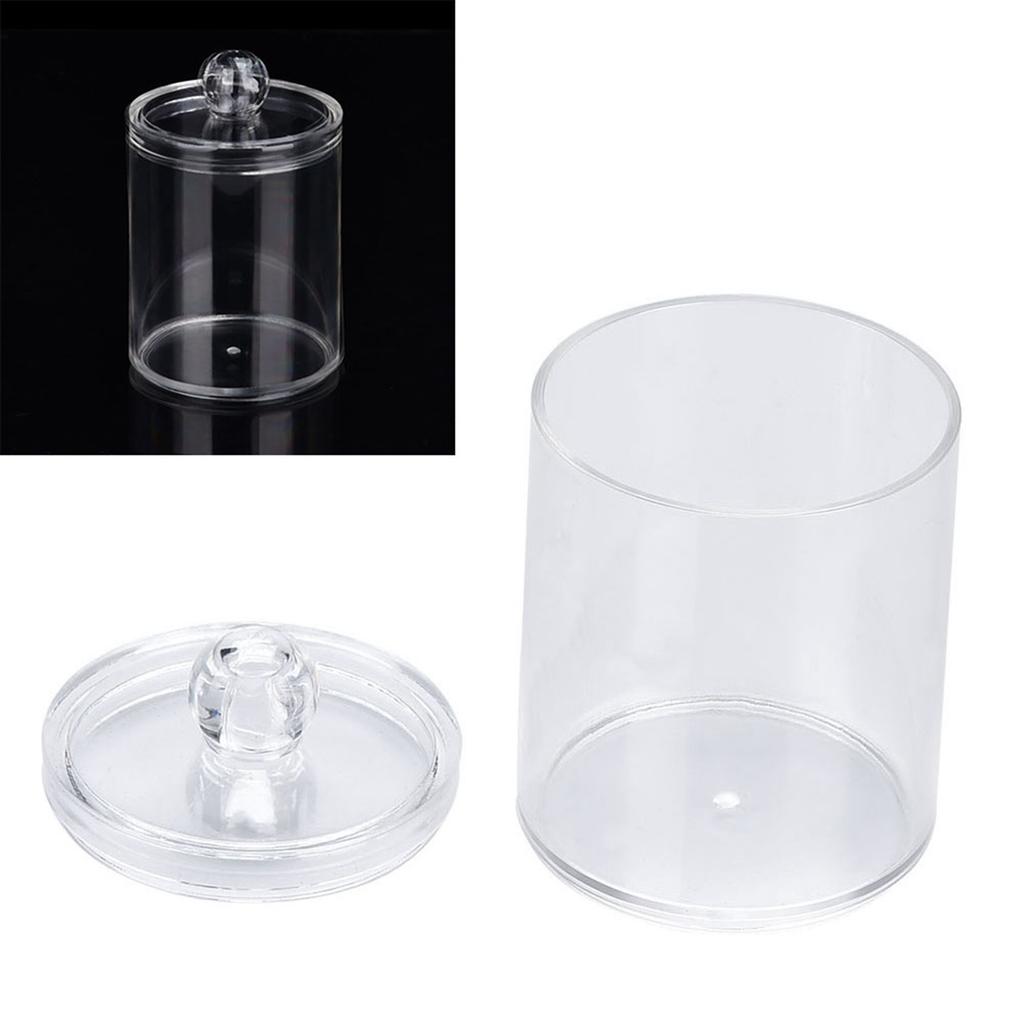 Transparent Round Cotton Bud Case Acrylic Cotton Swab Holder Storage Container Organizer