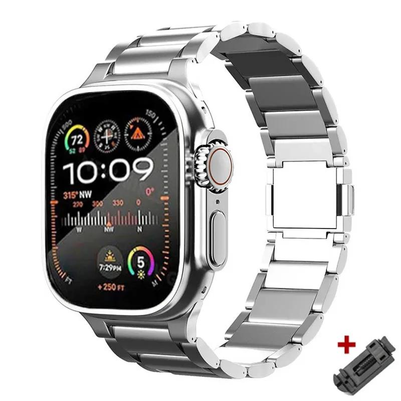 Men Titanium Band for Apple Watch Ultra 2 49mm 46mm 42mm 45 44 40 41 38mm Metal Luxury Strap for Iwatch 10 9 8 7 6 5 Se Bracelet