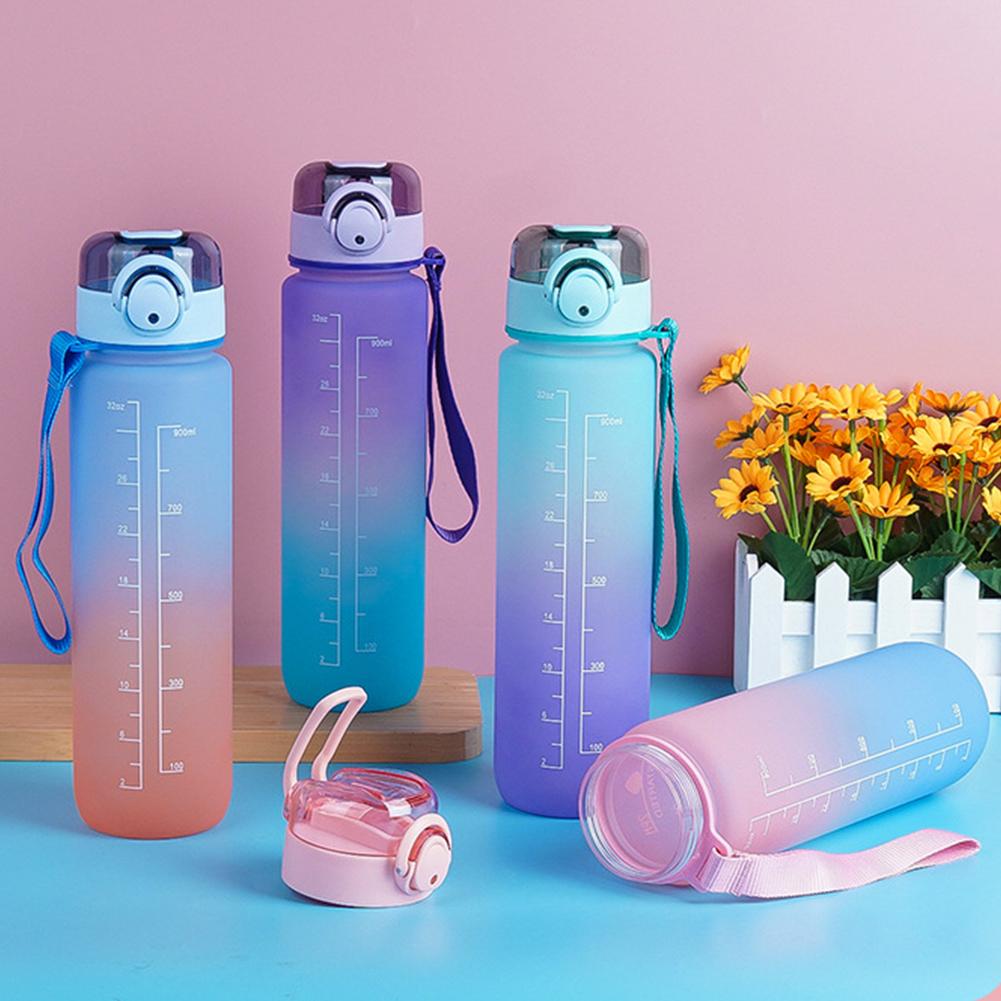 בקבוק מים 1 ליטר עם שיפוע קש בקבוק מי שתייה עמיד בפני דליפות