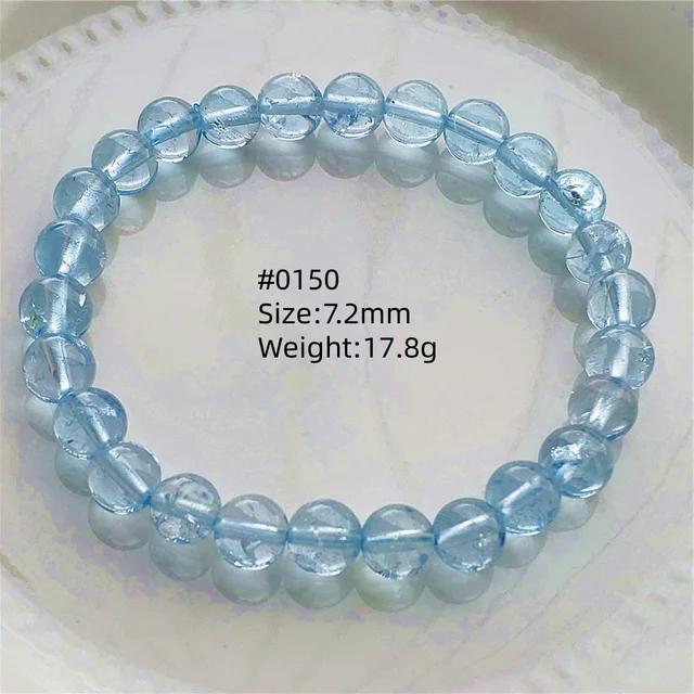Natürlicher Blauer Topas Klare Runde Perlen Trendiges Unisex Armband Schmuck Party Geschenk 7mm 8mm AAAAAA