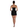 Women's Red and Black Sleeveless Bustier Mini Dress with Sequin Details