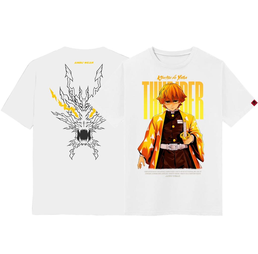 Anime Zenitsu Graphic T-shirt Demon Slayer Manga Print T Shirt For Men Women Clothing High Quality Cotton Short Sleeves Tees Top