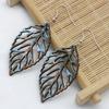 1 Pair Retro Style Hollowout Leaf Drop Dangle Earrings Colored Bohemian Style Wood Earrings Women Fashion Jewelry Gift