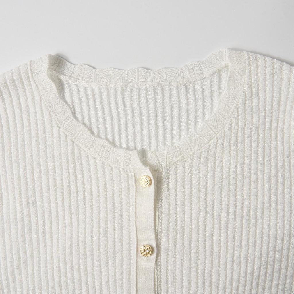 Northern Deer Summer Knit Cardigan, 59% Cotton, 33.3% Triacetate, 7.7% Linen - Cool & Breathable, Style 261158