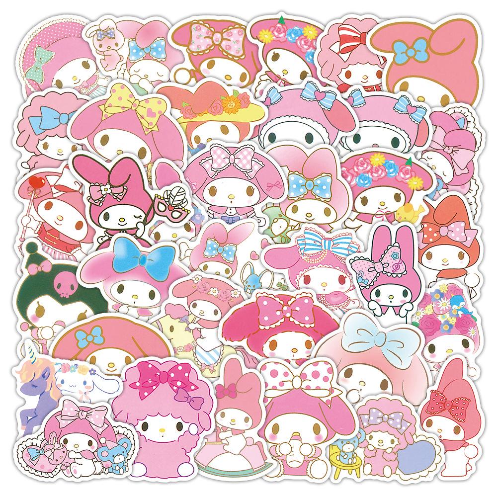 42Pcs Pink Melody Cartoon Cute Graffiti Stickers Waterproof Decals Stickers For Laptop Phone Thermos Ipad Diy Stickers Toys Gift