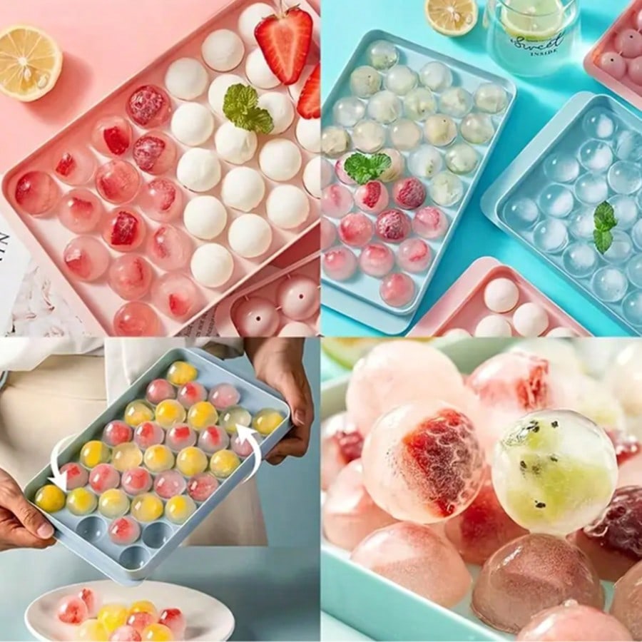 Random Size Ice Cube Tray with Lid, Refrigerator Ice Cube Mold, Mini Round Ice Ball Maker Mold
