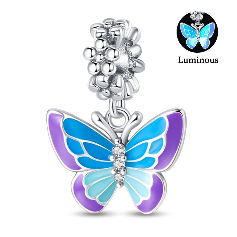 Charm Bead Components Compatible With Pan Copper Metal Firefly Ocean Star Butterfly Glowing Changing Color Trendy Authentic Original Bracelets Do It