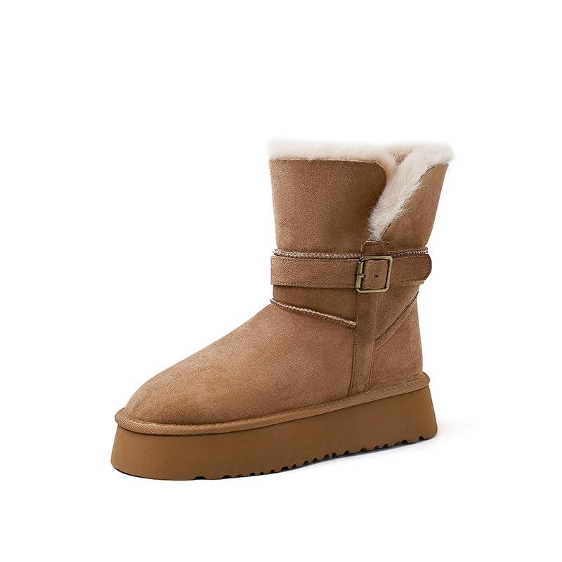 

Двойная 12~ Бордовые Двусторонние Зимние Сапоги на Толстой Подошве 2025 Зимние Замшевые Утепленные Маури Круглый Носок 34-42 Большой Размер Хлопковые Сапоги Женские 42