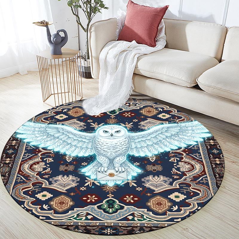 Vintage Pattern Animals,Round Area Rug,Carpet Rug for Living Room Bedroom Sofa Playroom Decor,Non-slip Floor Mat