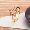 Nidin New Hip Hop Rock Five Star Rings Men Women Luxury Gold  Color Rhinestones Zircon Pentagram Adjustable Wedding Party Gift