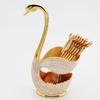7pcs Set Swan Base Creative Decoration Tableware Fruit Fork Dessert Spoon Cute Coffee Spoon Combination Decoration Ornament