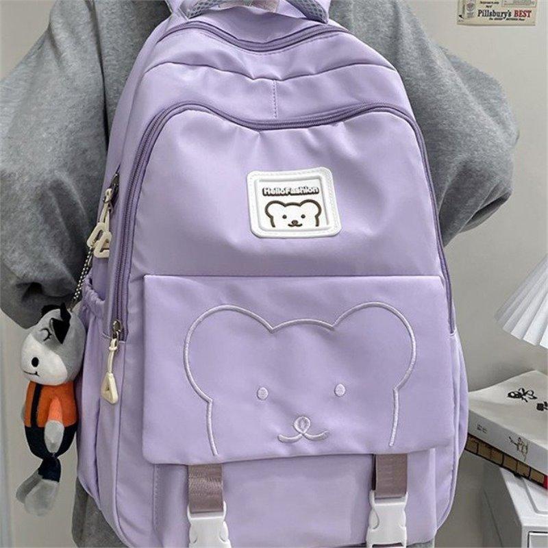 Schoolbag Korean version large capacity trend simple fashion cute bear middle and high school students durable backpack