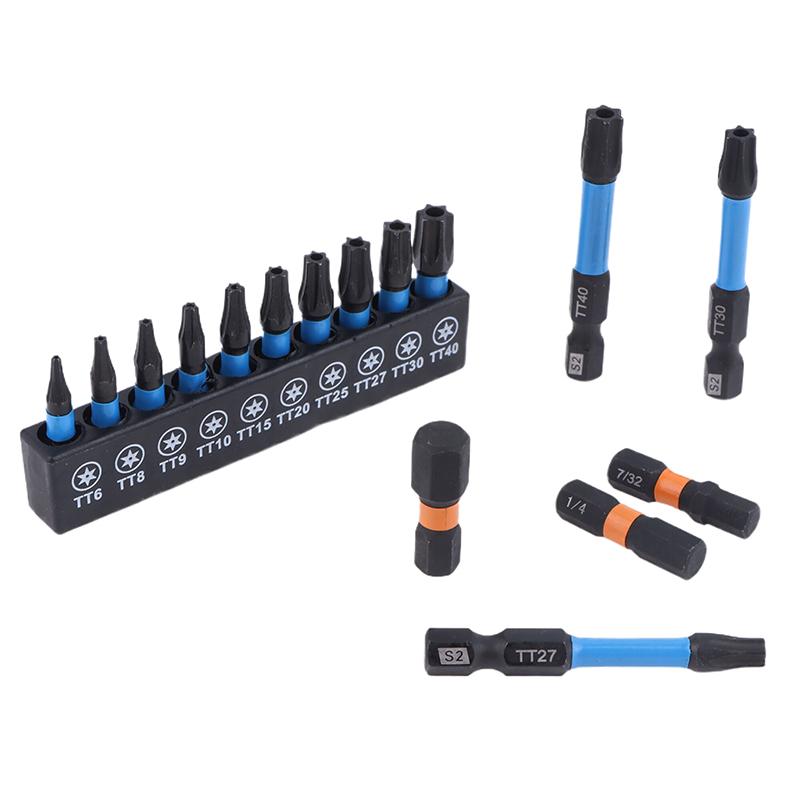 21/10PCS Star Impact Drill Bit Set S2 Steel Hex Head Shank Magnetic Screwdriver Driver Bits Holder Wrench Electric Drill Tools