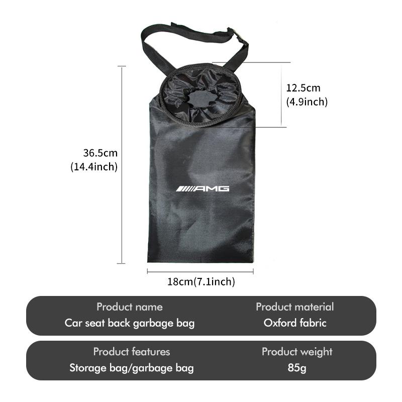 BTY4 Car Seat Back Trash Holder Hang Litter Bag Garbage Storage For Mercedes Benz AMG W204 W205 W203 W211 W201 W210 W108 W124 W126